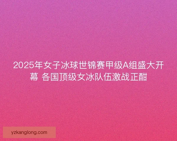 2025年女子冰球世锦赛甲级A组盛大开幕 各国顶级女冰队伍激战正酣